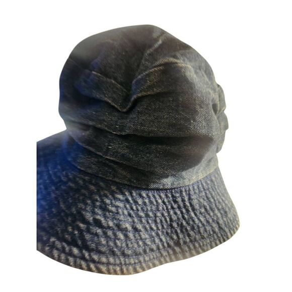 90s Vintage Denim Bucket Hat Rouched - Picture 2 of 4